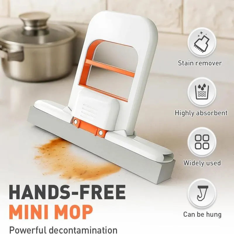 Compact Hands-Free Sponge Mop for Kitchen & Bathroom